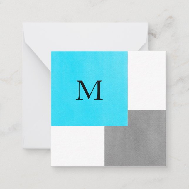 Aqua Gray White Geometric Mitteilungskarte (Vorderseite)