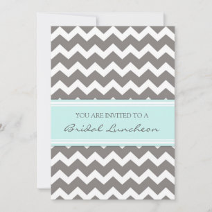 Aqua Gray Zickzack Bridal Lunch Einladung Karte