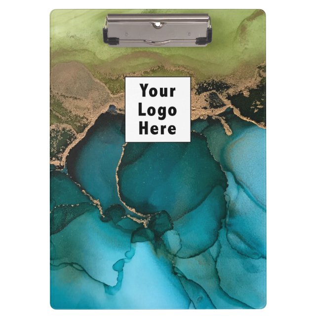 Aqua Green Black Aquamarin Gold DIY Logo Journal Klemmbrett (Vorderseite)