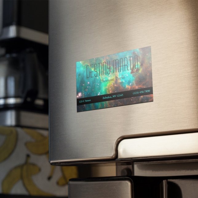 Aqua Green Celestial Foto Metaphysisch Magnetische Visitenkarte (Create Your Own Aqua Green Celestial Photo Business Card Magnets)