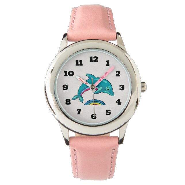 Aqua Green Dolphin springt über stilistisches Wass Armbanduhr (Vorderseite)