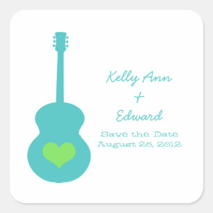 Aqua/Green Guitar Heart Enregistrer les stickers D