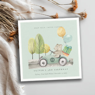 Aqua Green jedes Alter Geburtstagsparty Teddy Car Serviette