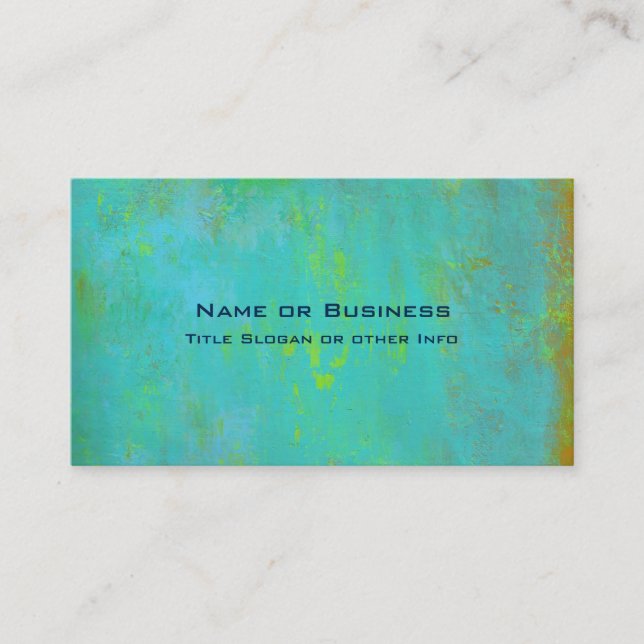 Aqua Green, Limon und braun Ochre Abstrakt Visitenkarte (Vorderseite)