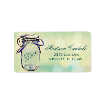 Aqua Green Mason Jar Wedding Rücksendeadressen-Auf
