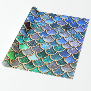 Aqua green Mermaidscales Spring Glitzer für Girls Geschenkpapier