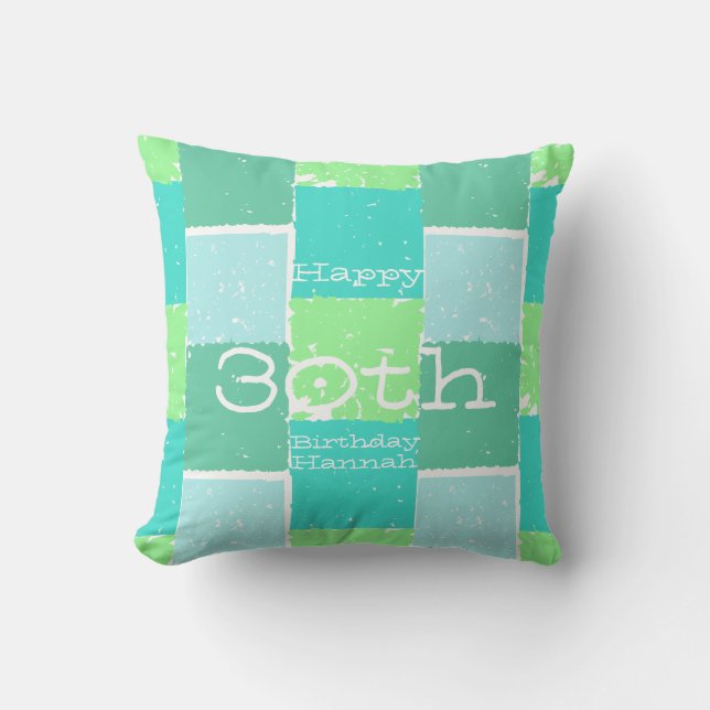 Aqua Green Mint Coussin personnalisé de 30e annive (Recto)