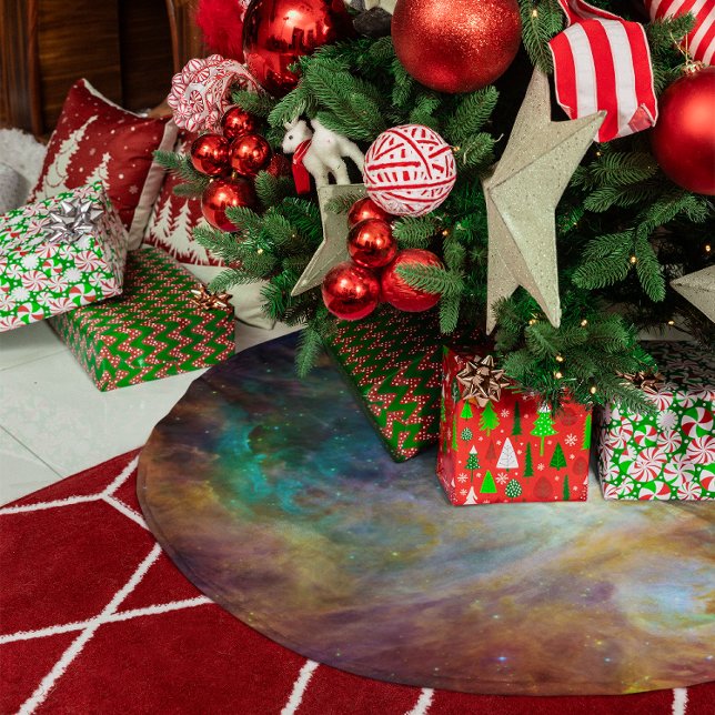 Aqua Green Orion-Nebel Polyester Weihnachtsbaumdecke (Aqua Green Orion Nebula Brushed Polyester Tree Skirt)