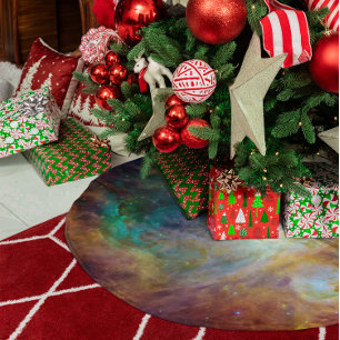 Aqua Green Orion Nebula Polyester Weihnachtsbaumdecke