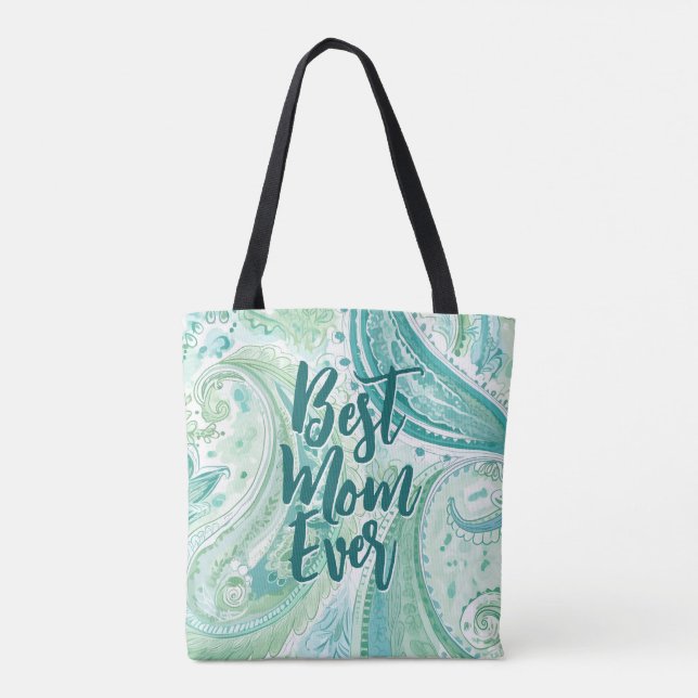 Aqua Green Paisley | Sac fourre-tout de la fête de (Dos)