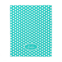 Aqua Green Polka Dot individuelle Name Decke