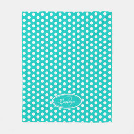 Aqua Green Polka Dot individuelle Name Decke