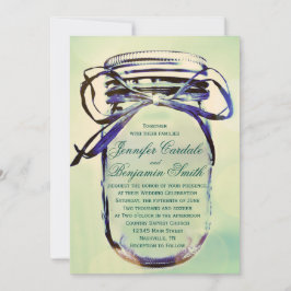 Aqua Green Rustic Mason Jar Wedding Einladungen