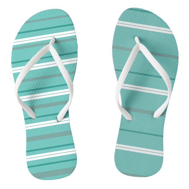 Aqua Green Stripes Flip Flops (Fußbett)