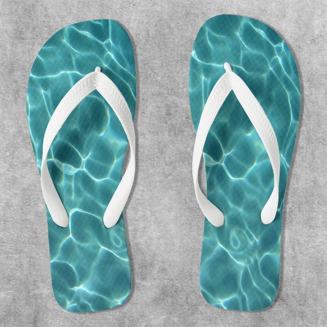 Aqua Green Swimming Pool Foto Flip Flops (Aqua Teal Swimming Pool Water Photo Flip Flops)