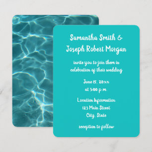 Aqua Green Swimming Pool Foto Hochzeit Einladung