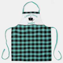 Aqua Green und Black Cook Buffalo Kariertes Muster Schürze