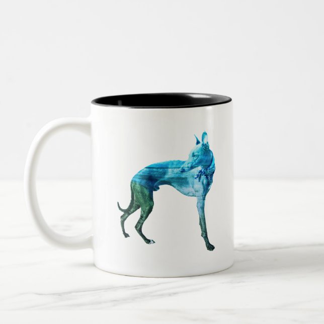 Aqua & Green Waves Zweifarbige Tasse (Links)