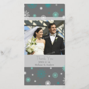 Aqua Grey Merci Cartes photos de mariage d'hiver