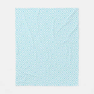 Aqua-griechisches Schlüsselmuster Fleecedecke