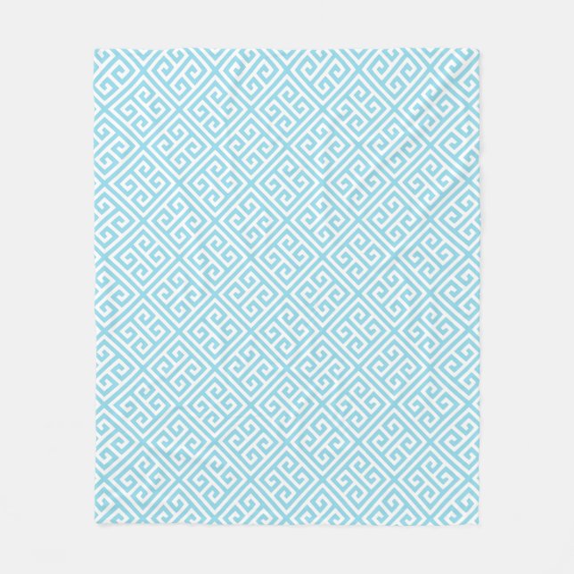 Aqua-griechisches Schlüsselmuster Fleecedecke (Vorderseite)