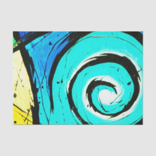 Aqua-Groovy moderner Wirbel abstrakt Seidenpapier