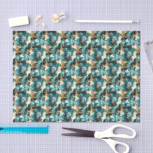 Aqua Grün Faux Gold Aquarell Decoupage Seidenpapier