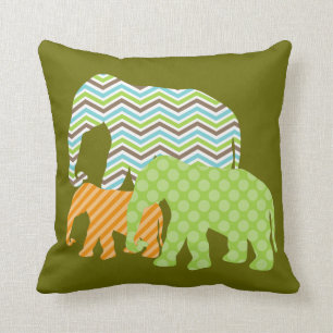 Aqua, Grün, orange Elefant-Wurfs-Kissen Kissen