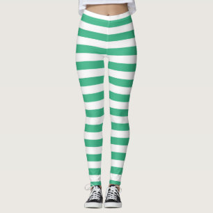 Aqua-grüne und weiße Streifen Leggings