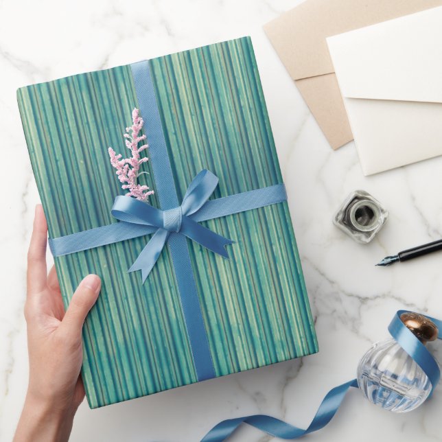 Aqua Grunge Stripes Packpapier (Schenken)