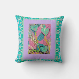 Aqua Hearts Kissen