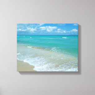 Aqua-helle blaue Strand-Wellen Leinwanddruck