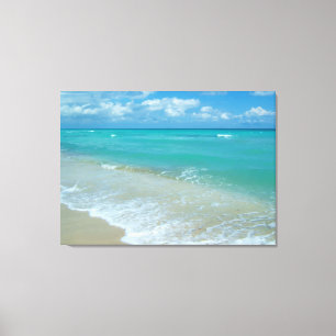 Aqua-helle blaue Strand-Wellen Leinwanddruck