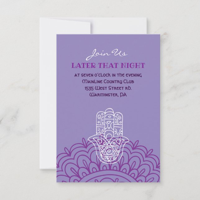 Aqua HEMSA HAND GOD Bat Mitzvah Party Card Einladung (Vorderseite)