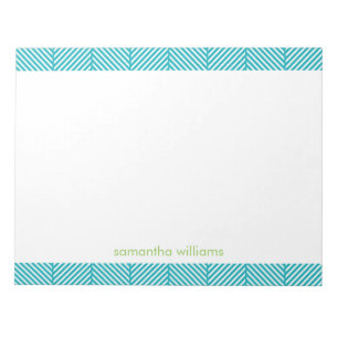 Aqua Herringbone Stripes Pattern Notizblock