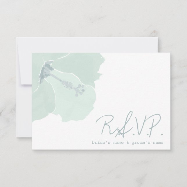 Aqua Hibiscus Fleur Tropical Beach Wedding RSVP (Devant)