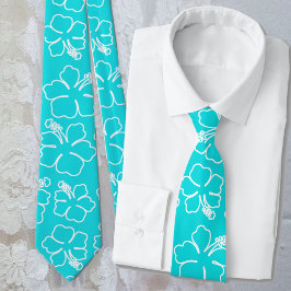 Aqua Hibisken Kontur Muster Hochzeitsszenierung Kr Krawatte