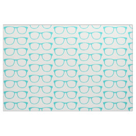 Aqua Hipster Geek Glasses Fabric Stoff