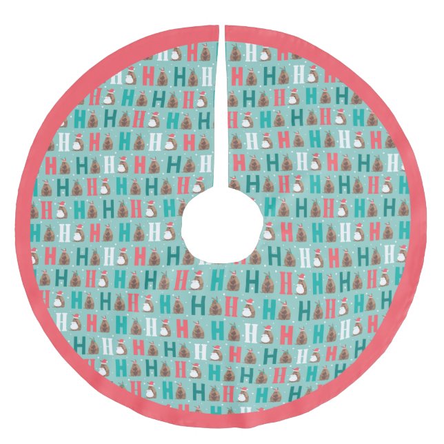 Aqua Ho Ho Ho Armadillo Polyester Weihnachtsbaumdecke (Vorderseite)