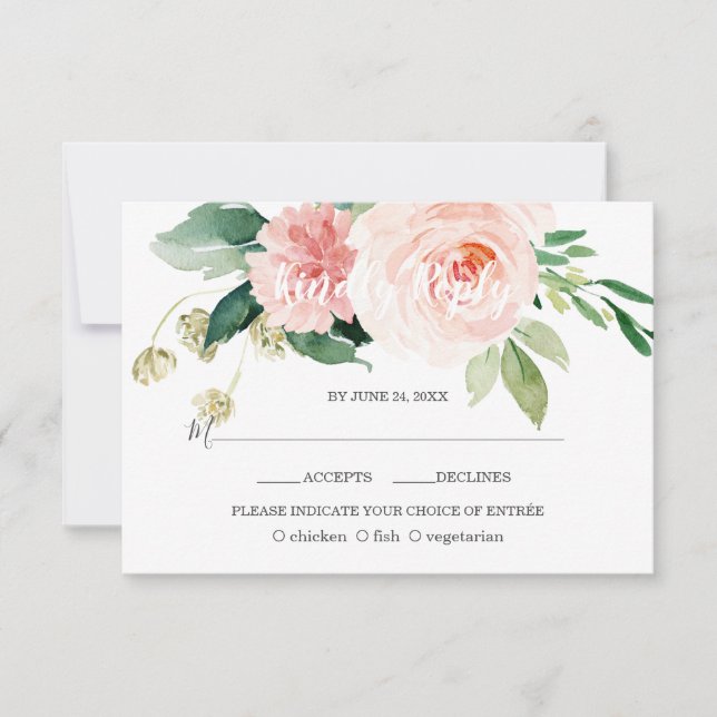 Aqua-Hochzeit: Blume in Aqua RSVP Karte (Vorderseite)