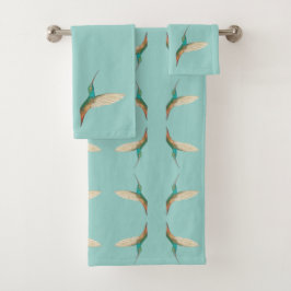 Aqua Hummingbird Badhandtuch Set