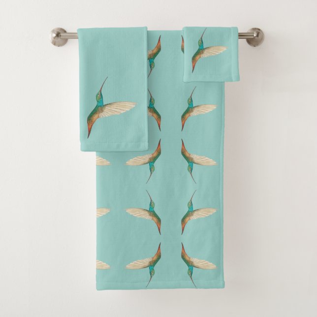 Aqua Hummingbird Badhandtuch Set (Insitu)