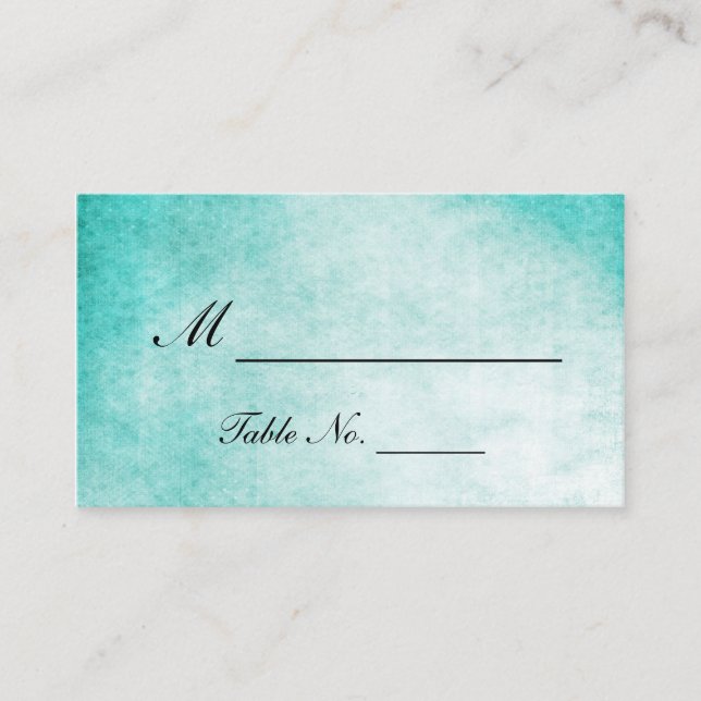 Aqua Hummingbird Watercolor Hochzeitssliehen - Pla Platzkarte (Vorderseite)