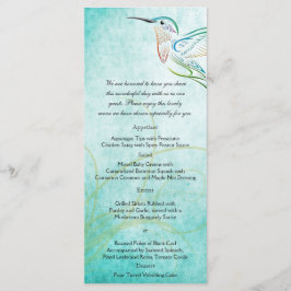 Aqua Hummingbird Watercolor Wedding Menu Menükarte
