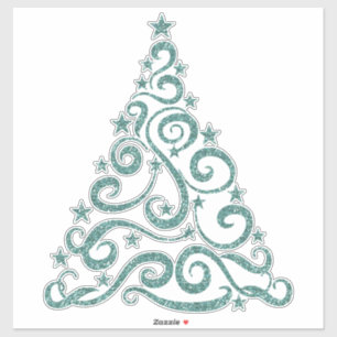 Aqua Imitats Glitzer   Weihnachtswirbel Aufkleber