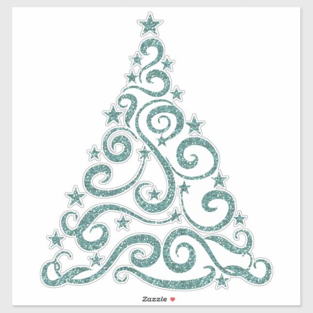 Aqua Imitats Glitzer | Weihnachtswirbel Aufkleber (Blatt)