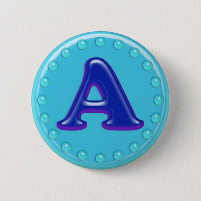 Aqua-Initiale A Button (Vorderseite)