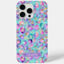 Aqua-Irideszenz-Leopardenprint monogrammiert Case-Mate iPhone Hülle