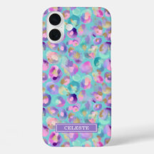 Aqua-Irideszenz-Leopardenprint monogrammiert
