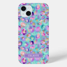 Aqua-Iris-Leopardendruck mit Monogramm Case-Mate iPhone Hülle